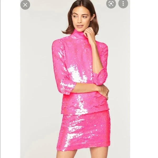 Hot pink sequin skirt top