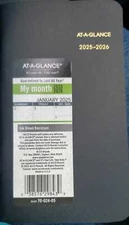 AT-A-GLANCE 2025-2026 Two Year Monthly Planner Black Pocket 3 12 x 6 - Monthly