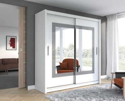 Bedroom Wardrobe Sliding Door Mirror Preston White Matt 6 6ft