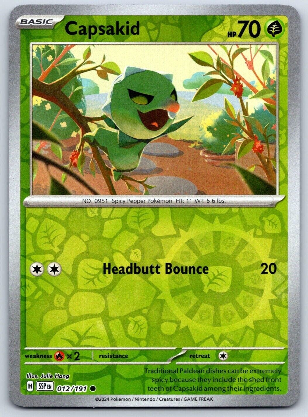 Pokemon - Capsakid - 012/191. - Reverse Holo - Surging Sparks - NM/M