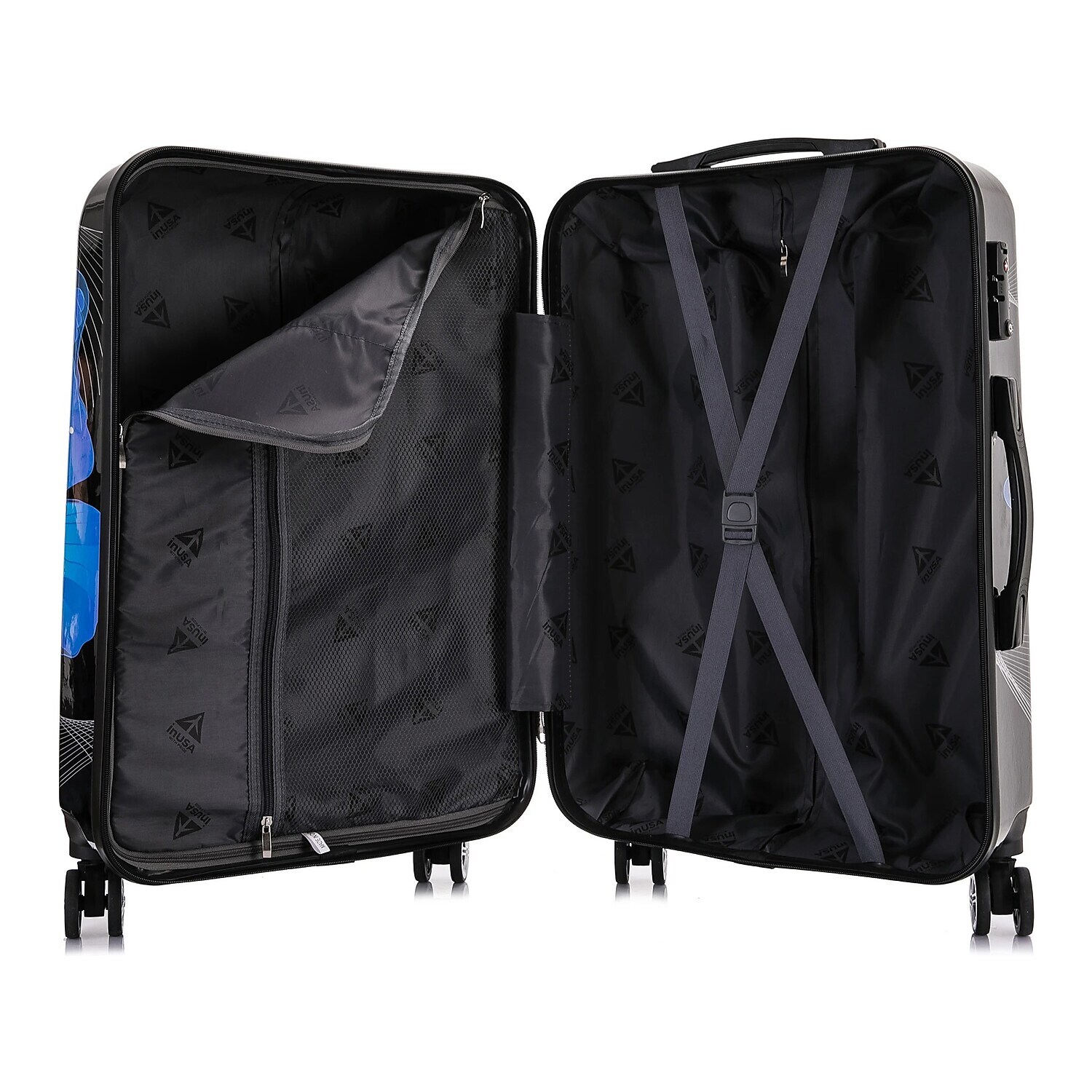 InUSA Prints PC/ABS Plastic Carry-On Luggage Black Butterfly (IUAPC00S-BBU)