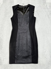 Tahari Dress Womens 10 Black Quilted Inset Mob Wives Bold Glamour Office Siren
