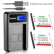 Kastar Battery and LCD Slim USB Charger for Casio NP-120 CNP120 Exilim EX series