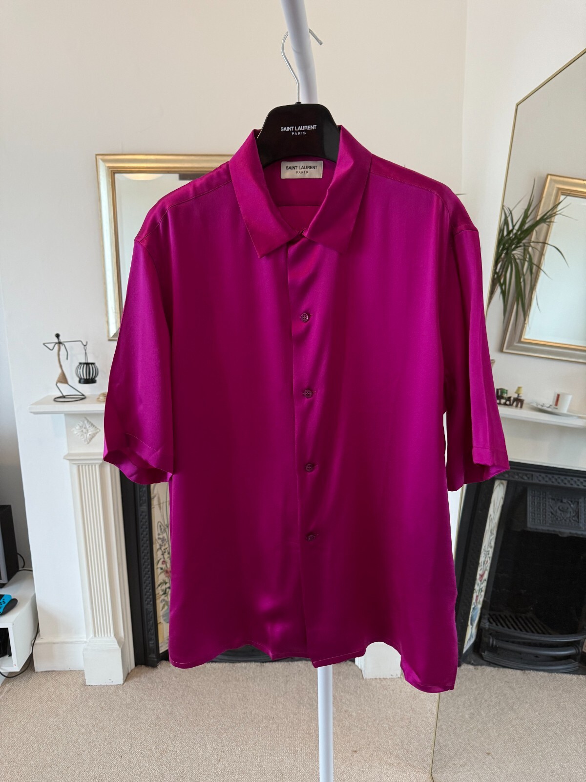 Camicia Saint Laurent raso rosa seta