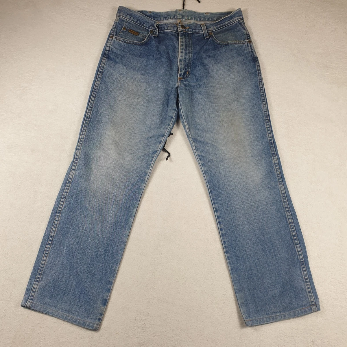 Wrangler Mens Jeans Size 32W 28L Straight Relaxed Loose Fit Light Blue Denim