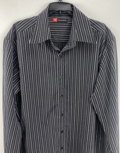 Level Ten Dress Shirt Button Down Up Mens XL Black White Pin Striped - Picture 2 of 8