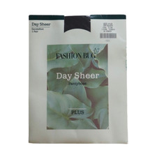 Vintage Fashion Bug Day Sheer Pantyhose SandalFoot Off Black Size 1X-2X