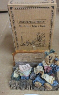 Boyds Bears Ms Gritz Take A Card Business Card 4104 Figurine Card Holder 7