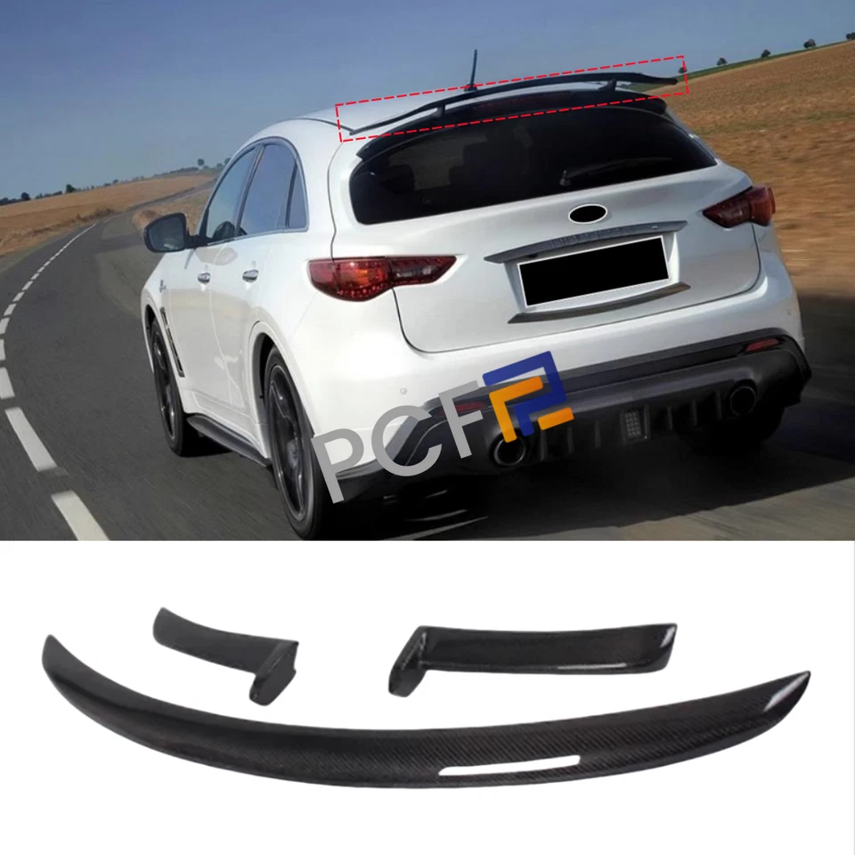 Se adapta a Infiniti FX35 FX37 FX50 2009-13 puerta trasera techo alerón de carbono real ala labial Foto 2 de 4