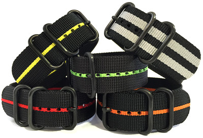 #ad #ad Panatime Ballistic Nylon Watch Strap with Stripe PVD Black Rings $16.99