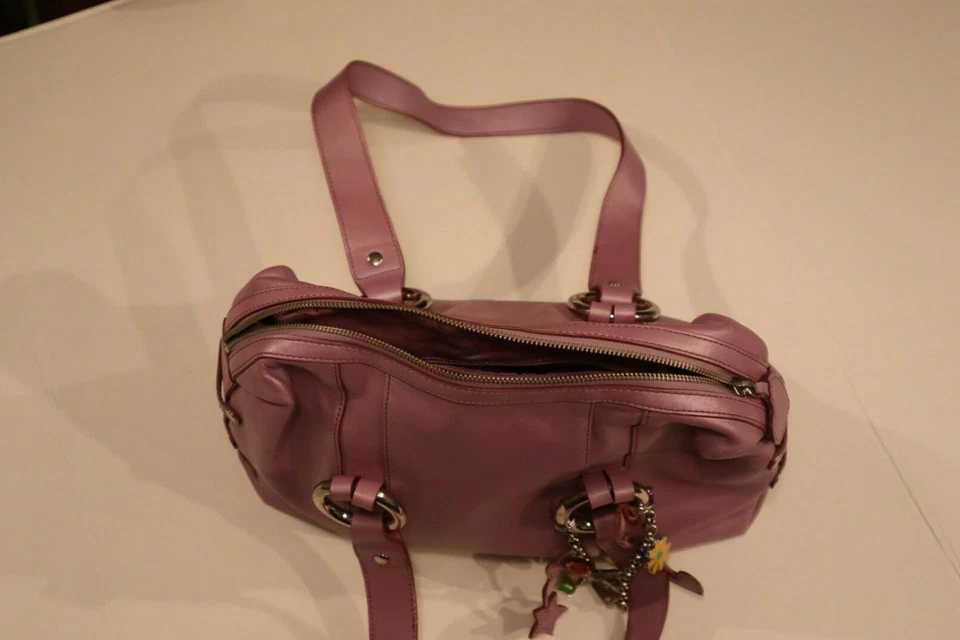 bolsos de mujer, color morado claro, cuero genuino, tamaño mediano Foto 3 de 4