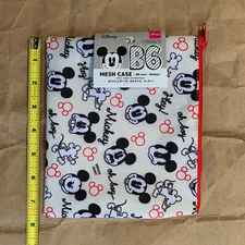 Daiso Disney Mickey Mouse B6 size Mesh Case, Blue, 7" × 6", NEW