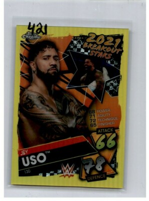 2021 Topps WWE Chrome Slam Attax  Jey Uso Yellow /99 Refractor #130
