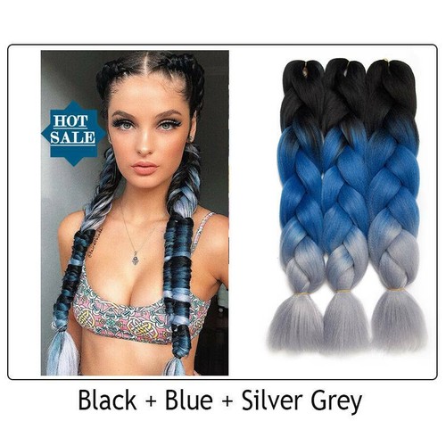 24" Christmas Jumbo Braiding Hair Extensions Ombre Rainbow Twist Braids as Human - Picture 60 of 66