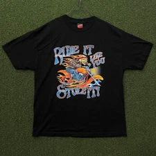 Vintage 2004 Ride It Like You St*le It! Biker Motorcycle Funny Graphic Tee Shirt
