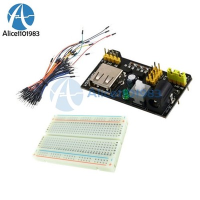 65PCS Jump Cable Wires + MB102 400 Point Solderless PCB Breadboard + Power Supply *h