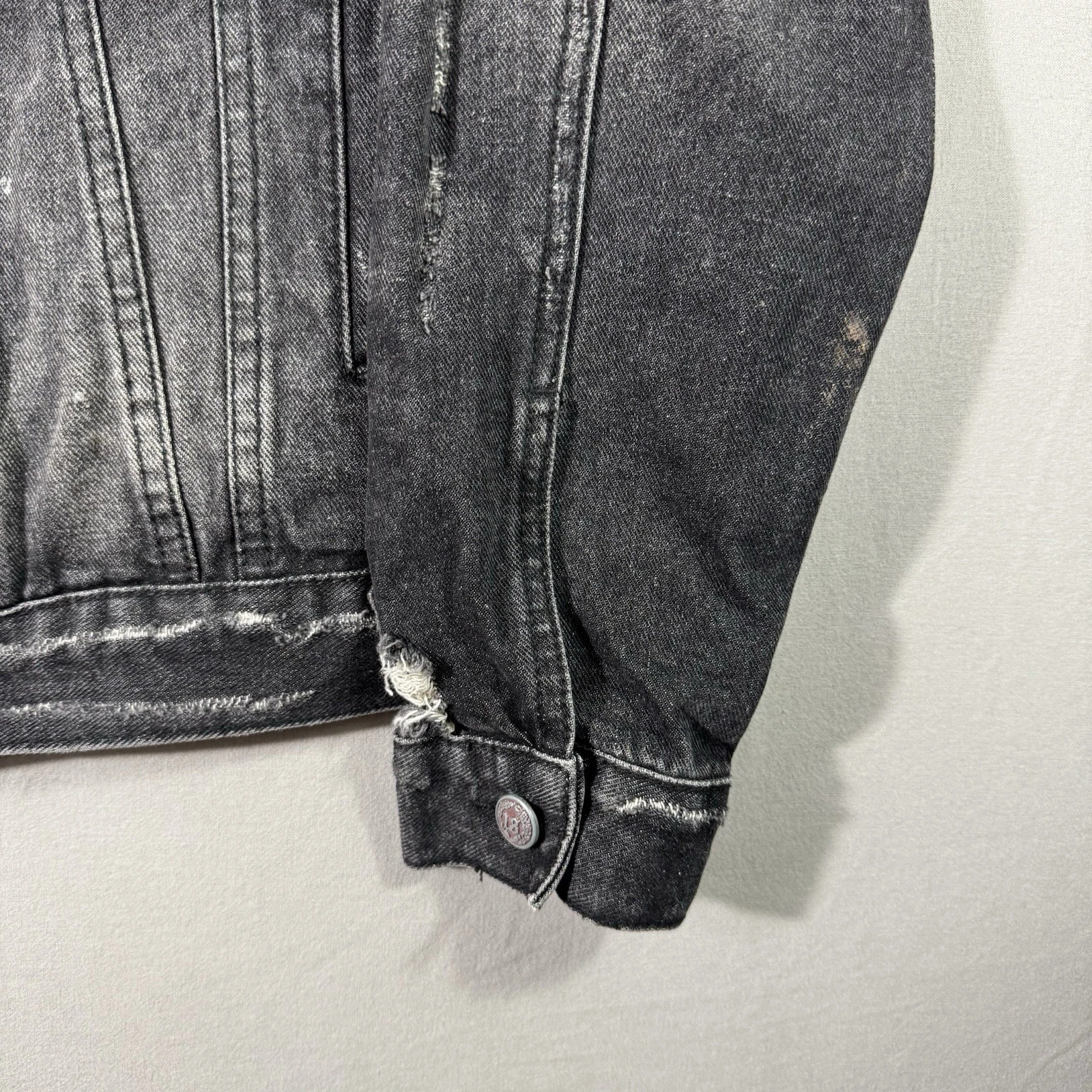 R13 Denim Trucker Jacket Men’s Black Zip Size Medium $1250 MSRP - product detail image 3