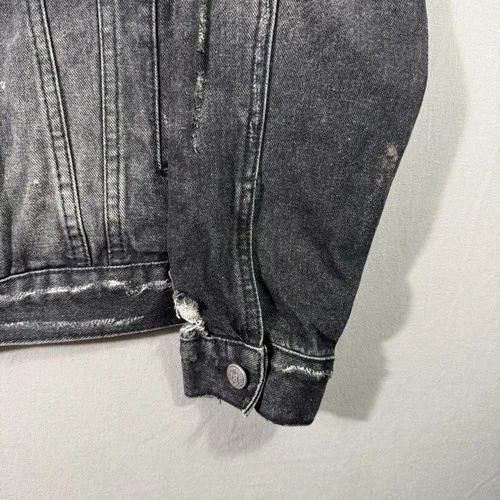 R13 Denim Trucker Jacket Men’s Black Zip Size Medium $1250 MSRP image 3