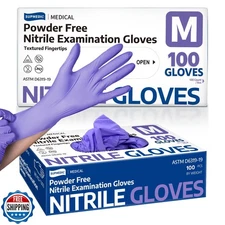 Supmedic Nitrile Exam Gloves, 3.5 Mil Powder-Free Food Safe Cleaning Chemo Ra