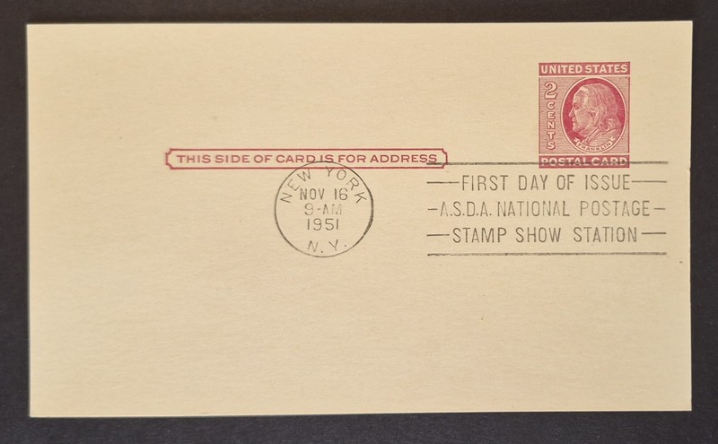 1951 2¢ Ben Franklin First Day Postal Card US Scott UX38 Unaddressed