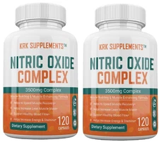 2 Btl Nitric Oxide 3500mg L-Arginine Citrulline Build Muscle Pump Growth Pills