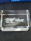 Vintage 3D Lasar Etched Glass Crystal Paperweight Santa/Sleigh W/Light Up Base — photo 8