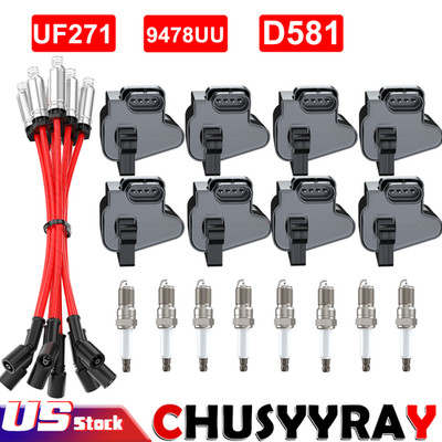 8 Pack Square Ignition Coil & Spark Plug Wire For 2003-2007 Hummer H2