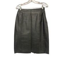 Cedars Womens Straight Pencil Skirt Size 6 Black Leather Lined Vintage 80s