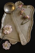 Antique Mappin & Webb Silver Soup Punch Ladle ~13" Hallmarked Vintage