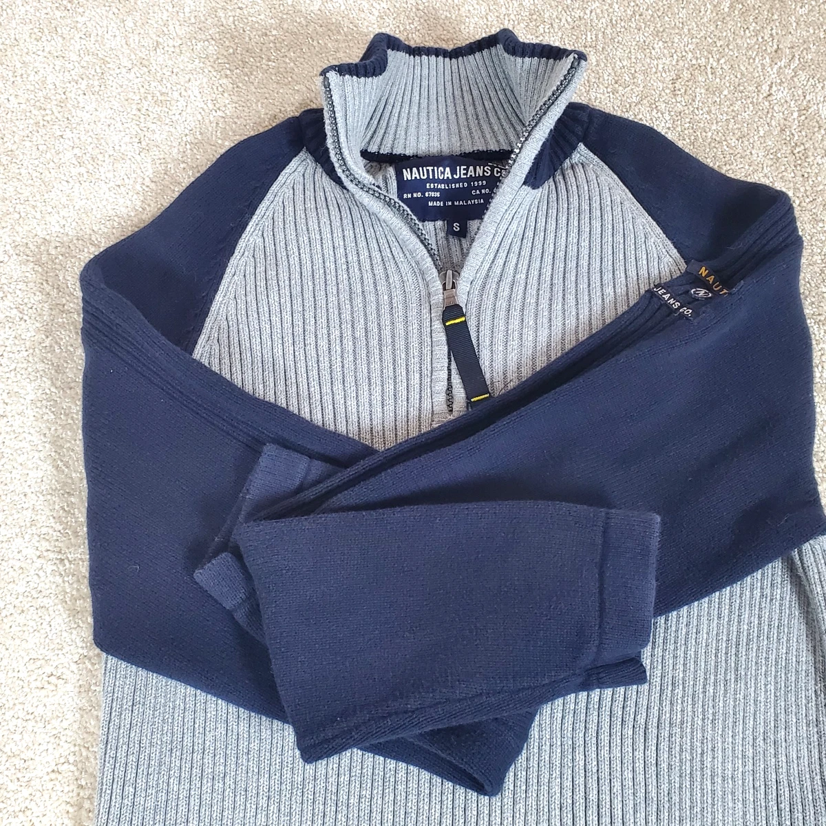 Pull Garçon Nautica – Taille 4T, Gris Et Bleu Marine, Très Bon état