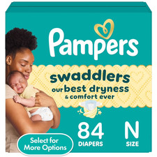 Pampers Baby Diapers - Swaddlers - Size 0 - 84 Count, Ultra Absorbent