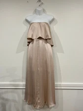 BNWT Size 3 Zimmermann Strapless Midi Flounce Dress in pale pink / nude tone