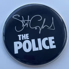 SIGNED STEWART COPELAND THE POLICE 8” DRUM HEAD RARE AUTHENTIC