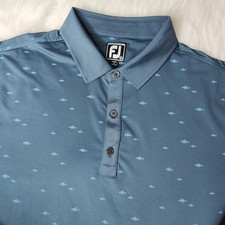 Footjoy Polo Shirt Mens XLarge Blue Fish Golf Logo Polo