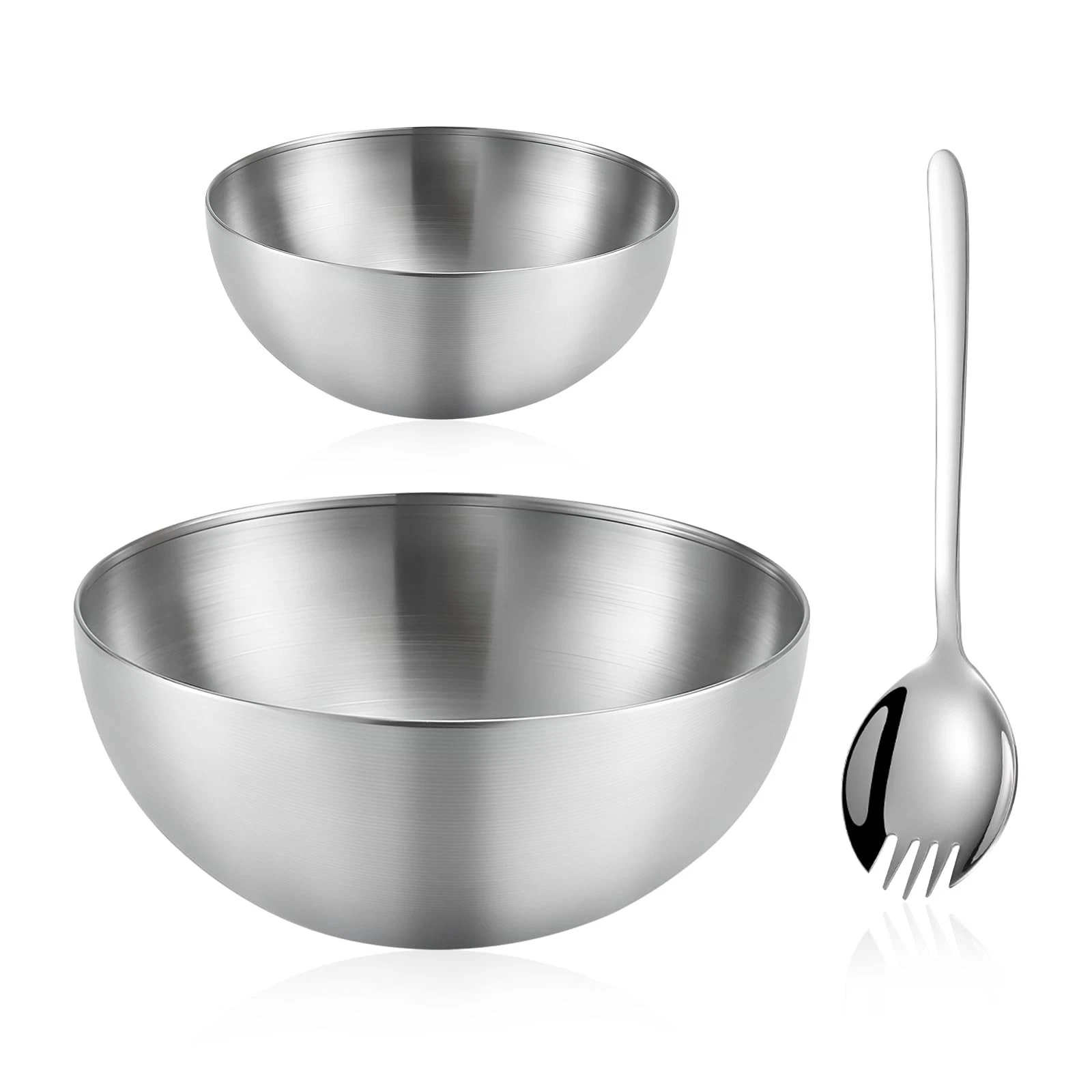 Mixing Bowls, 2 PCS Salad Bowls Set, Stainless Steel Metal Nesting Bowls with...