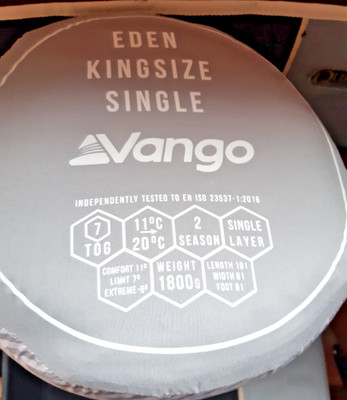 Vango Eden 193x81cm 2-Jahreszeiten Schlafsack - Hexagon Herringbone Grey