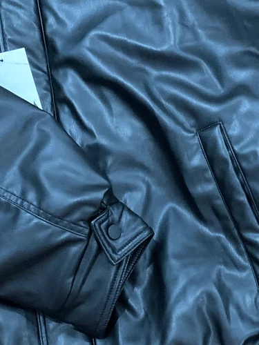 NWT ZARA Vegan Leather Oversized Bomber Puffer Jacket Men's Sz XLarge Black image 6