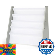 Humble Crew 4-Tier Kids Bookshelf, Grey Wood/White - Premium Children's Storage