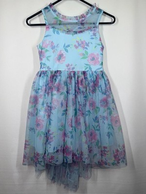 ZUNIE Girls Dress Size Medium (7/8) Blue Sleeveless Multicolor Long Train Toile