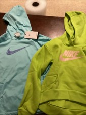 2 Nike Kids Boys Girls Hoodie Medium M Pullover Sweatshirt Dri Fit Long Sleeve