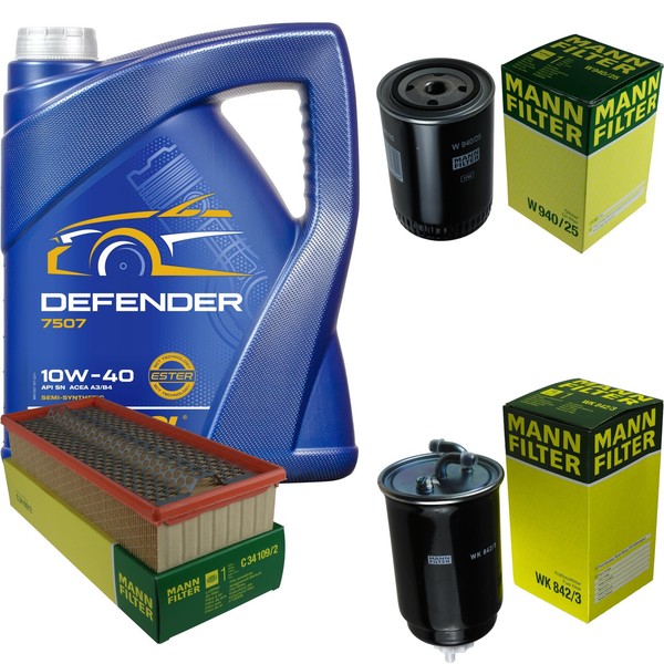 Mann Inspektionspaket 5L Mannol Defender 10W-40 FüR VW Transporter III-image