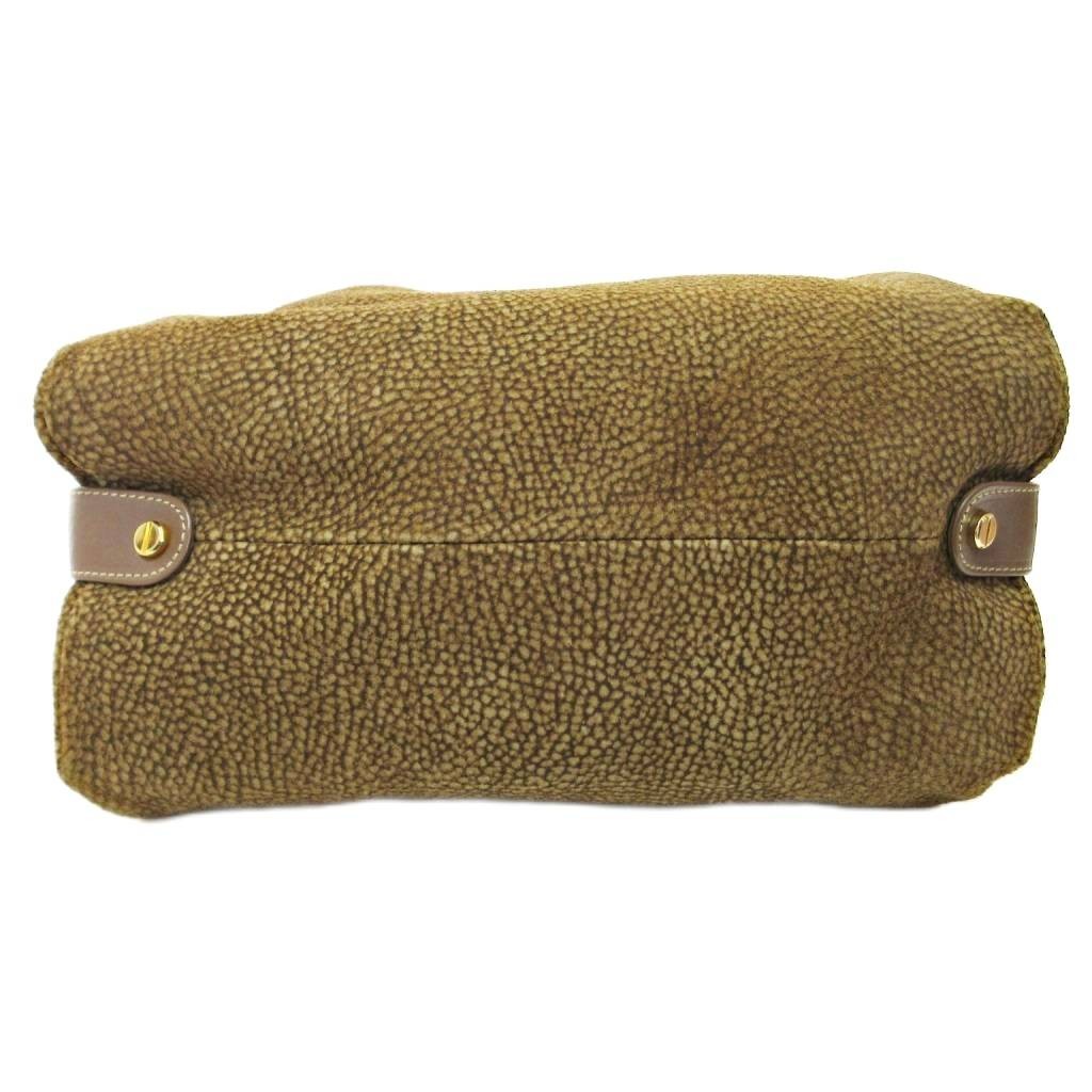 BORBONESE Quail Pattern Handbag Suede Double Zip … - image 4