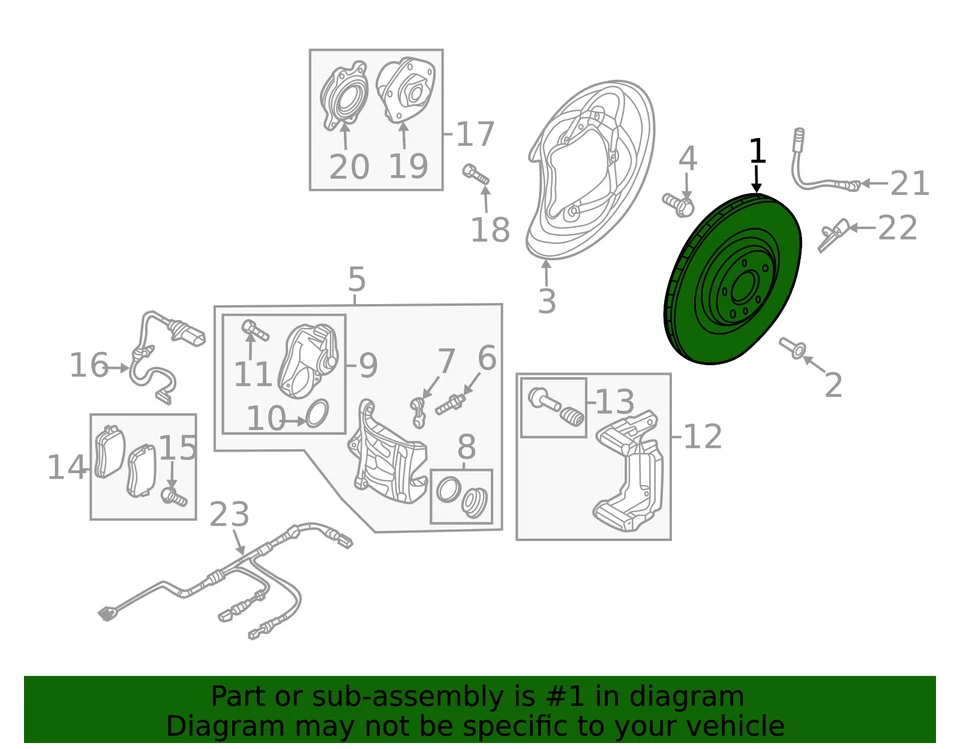 Rotor de freno de disco trasero original Audi 8W0-615-601-K Foto 2 de 2