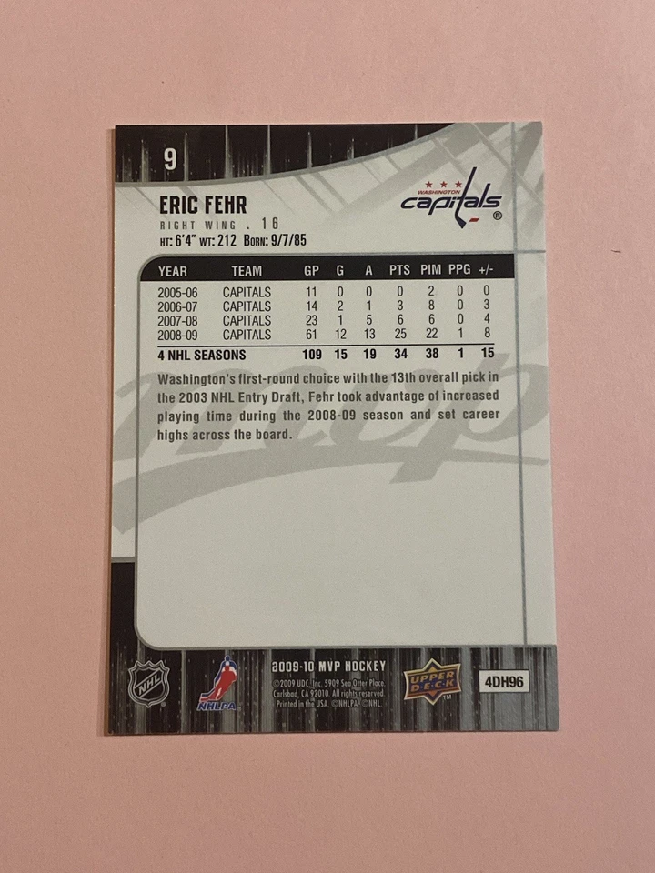 Eric Fehr 2009-10 Upper Deck MVP IP Auto Autograph - Image 3 of 3