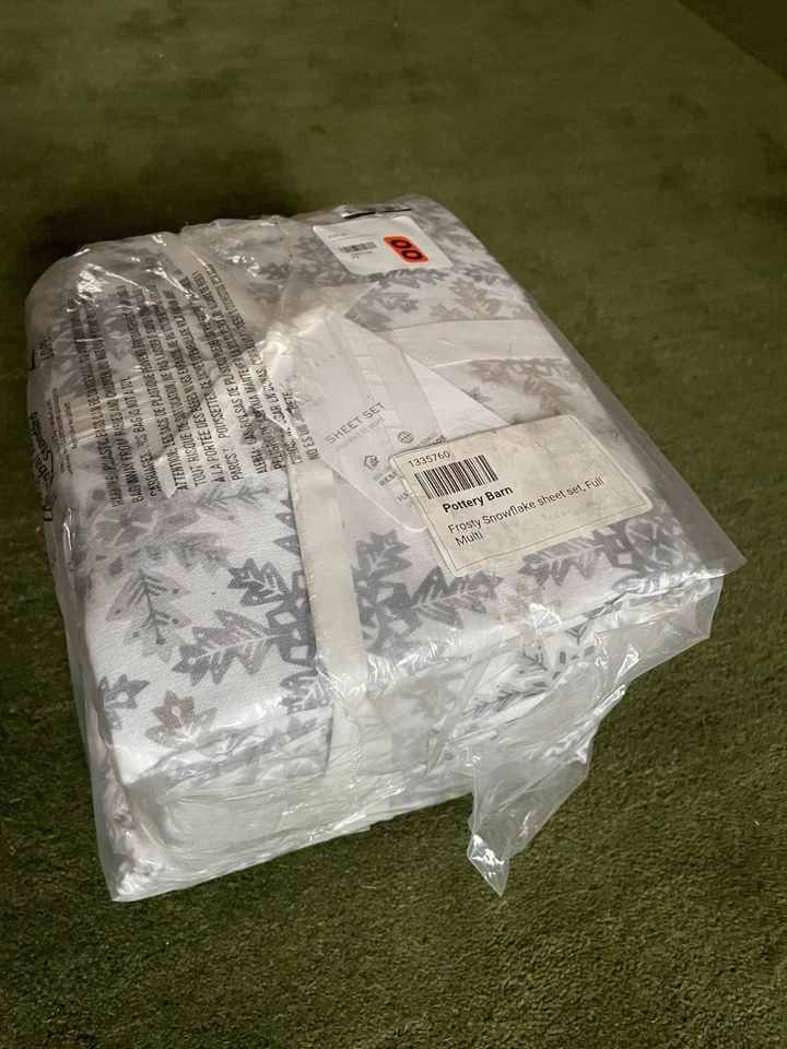 Juego de sábanas Pottery Barn Frosty Snowflake ~ Completo ~ Algodón ~ NUEVO con etiquetas Foto 3 de 4