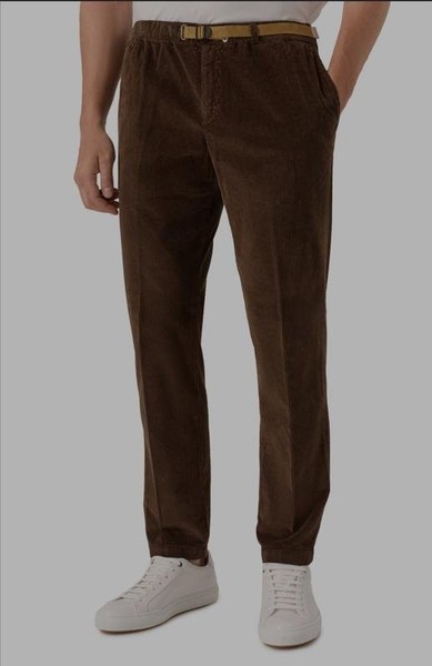 Men White Sand Trousers Brown Cotton 2XL