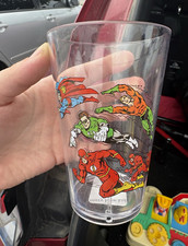 DC Comics Superheroes Clear Plastic Drinking Tumbler, Superman Flash Aquaman GL