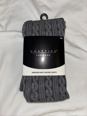 Chatties Women's Sweater Knit  Footed Tights Legwear Gray M/L