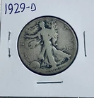 1929 D Walking Liberty Half Dollar VG Very Good : Low Mintage Low Price