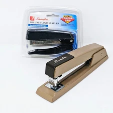 Vintage Lot of 2 Swingline Staplers 767 Brown, Deluxe Hand Stapler Black Sealed